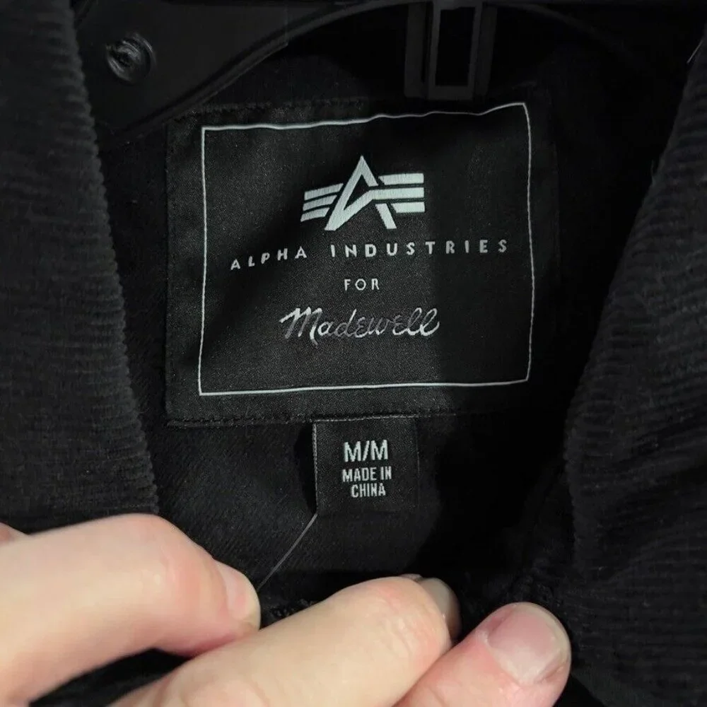 Madewell x Alpha Industries $265 Waxed Cotton Car Coat Black Size M NS730 - Picture 16 of 16